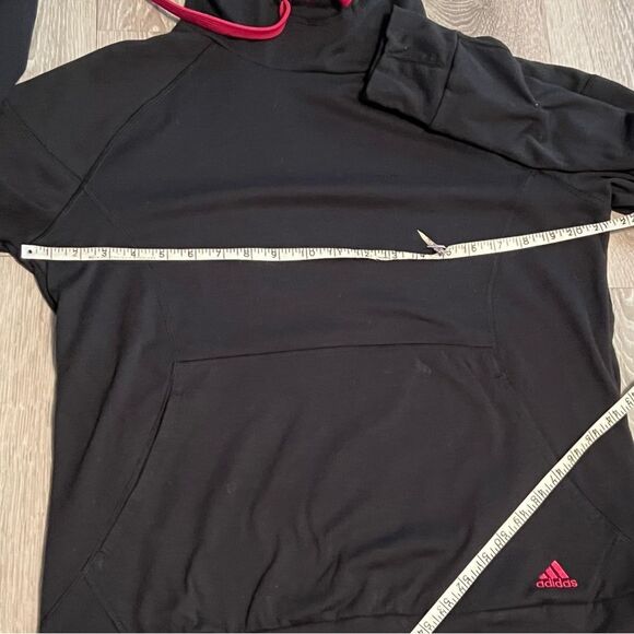 Y2K Adidas Black Pink Fleece Sweatshirt Hoodie L - Picture 6 of 8